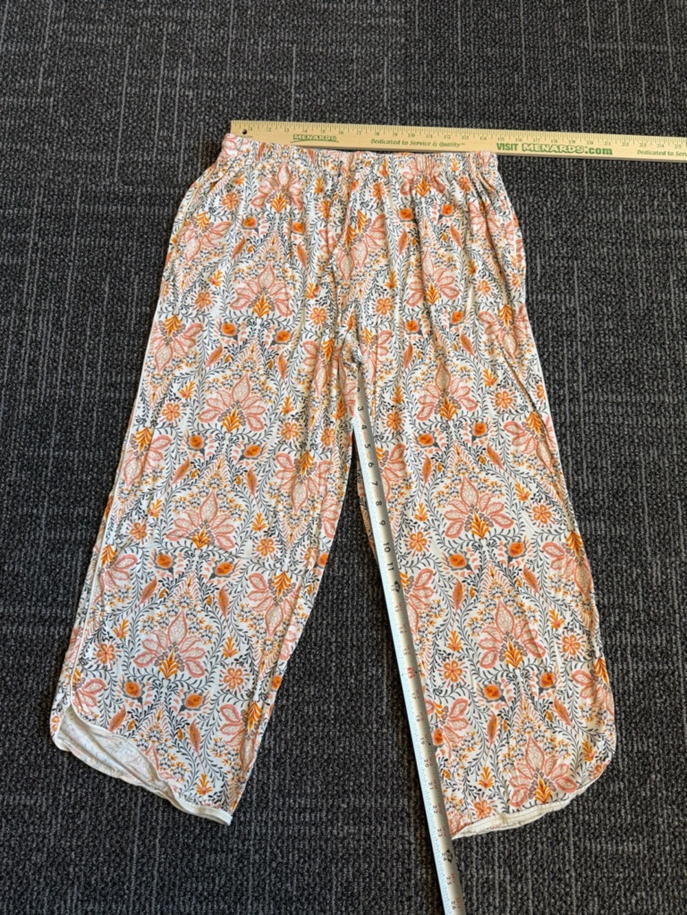 Soma Girls Peach and White Floral Pull-On Pants